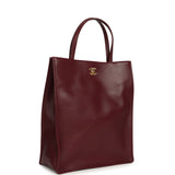 Chanel Small "Grocery Bag" with Chain Dark Burgundy Calfskin Gold Hardware - Thumbnail View 2