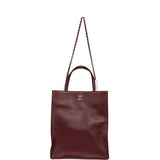 Chanel Small "Grocery Bag" with Chain Dark Burgundy Calfskin Gold Hardware - Thumbnail View 7