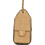 Chanel Mini 25 Hobo Bag Beige Raffia and Black Calfskin Antique Gold Hardware - Thumbnail View 3