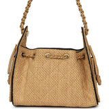 Chanel Mini 25 Hobo Bag Beige Raffia and Black Calfskin Antique Gold Hardware - Thumbnail View 4
