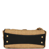 Chanel Mini 25 Hobo Bag Beige Raffia and Black Calfskin Antique Gold Hardware - Thumbnail View 7