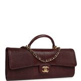 Chanel Long Top Handle Clutch with Chain Dark Burgundy Lizard Embossed Calfskin Gold Hardware - Thumbnail View 2