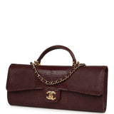 Chanel Long Top Handle Clutch with Chain Dark Burgundy Lizard Embossed Calfskin Gold Hardware - Thumbnail View 5