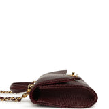 Chanel Long Top Handle Clutch with Chain Dark Burgundy Lizard Embossed Calfskin Gold Hardware - Thumbnail View 3