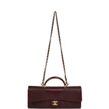 Chanel Long Top Handle Clutch with Chain Dark Burgundy Lizard Embossed Calfskin Gold Hardware - Thumbnail View 6