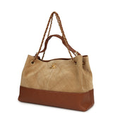 Chanel Large Coco Hobo Bag Beige Suede, Light Brown Shiny Lambskin Brushed Gold Hardware - Thumbnail View 5