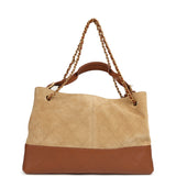 Chanel Large Coco Hobo Bag Beige Suede, Light Brown Shiny Lambskin Brushed Gold Hardware - Thumbnail View 4
