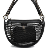 Chanel Round Clutch with Chain Black Mesh, Lambskin Light Gold Hardware - Thumbnail View 1