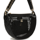 Chanel Round Clutch with Chain Black Mesh, Lambskin Light Gold Hardware - Thumbnail View 2