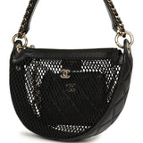 Chanel Round Clutch with Chain Black Mesh, Lambskin Light Gold Hardware - Thumbnail View 5