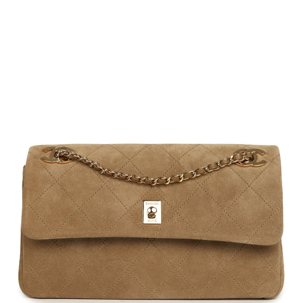Chanel Medium "Eyes on You" Flap Bag Beige Suede Gold Hardware