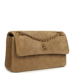 Chanel Medium "Eyes on You" Flap Bag Beige Suede Gold Hardware