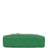 Chanel Top Handle Long Vanity Case with Chain Green Lambskin Light Gold Hardware - Thumbnail View 6