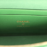 Chanel Top Handle Long Vanity Case with Chain Green Lambskin Light Gold Hardware - Thumbnail View 9