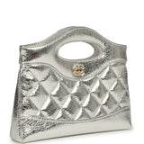 Chanel 31 Clutch with Chain Silver Metallic Calfskin Gold Hardware - Thumbnail View 2