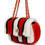 Chanel Small Coco Beach Stripe Flap Bag Orange, White and Black Raffia Gold Hardware - Thumbnail View 5