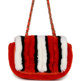 Chanel Small Coco Beach Stripe Flap Bag Orange, White and Black Raffia Gold Hardware - Thumbnail View 4