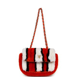 Chanel Small Coco Beach Stripe Flap Bag Orange, White and Black Raffia Gold Hardware - Thumbnail View 7