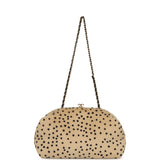 Chanel Large "Cheetah Print" Clutch with Chain Beige Calf Hair, Black Leather Gold Hardware - Thumbnail View 7