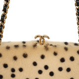 Chanel Large "Cheetah Print" Clutch with Chain Beige Calf Hair, Black Leather Gold Hardware - Thumbnail View 8