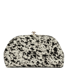 Chanel Large "Dalmatian Print" Clutch with Chain Black, White Pony Hair Gold Hardware