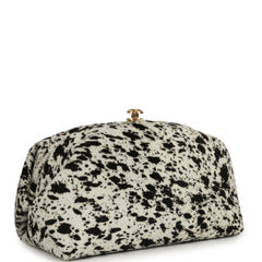 Chanel Large "Dalmatian Print" Clutch with Chain Black, White Pony Hair Gold Hardware