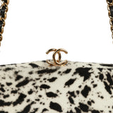 Chanel Large "Dalmatian Print" Clutch with Chain Black, White Pony Hair Gold Hardware - Thumbnail View 8