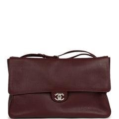 Chanel Maxi "Souplissimo" Large Flap Bag Dark Burgundy Caviar Silver Hardware