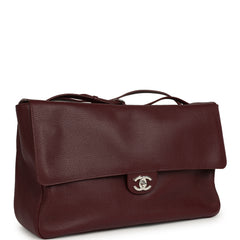 Chanel Maxi "Souplissimo" Large Flap Bag Dark Burgundy Caviar Silver Hardware