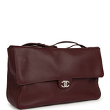 Chanel Maxi "Souplissimo" Large Flap Bag Dark Burgundy Caviar Silver Hardware - Thumbnail View 2