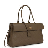Chanel Large "Urban Essential" East West Shopping Tote Dark Khaki Caviar Gold Hardware - Thumbnail View 2
