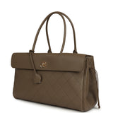 Chanel Large "Urban Essential" East West Shopping Tote Dark Khaki Caviar Gold Hardware - Thumbnail View 5