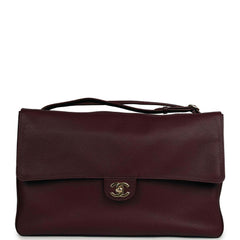 Chanel Maxi "Souplissimo" Large Flap Bag Dark Burgundy Grained Calfskin Gold Hardware