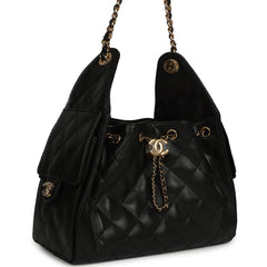 Chanel Small 25 Hobo Bag Black Caviar Gold Hardware