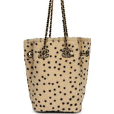 Chanel Mini "Cheetah Print" Bucket Bag with Chain Light Beige Calf Hair and Black Lambskin Gold Hardware - Thumbnail View 1