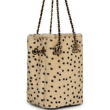 Chanel Mini "Cheetah Print" Bucket Bag with Chain Light Beige Calf Hair and Black Lambskin Gold Hardware - Thumbnail View 2
