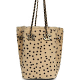 Chanel Mini "Cheetah Print" Bucket Bag with Chain Light Beige Calf Hair and Black Lambskin Gold Hardware - Thumbnail View 4