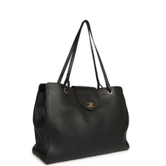 Chanel XXL "It Girl" Shopping Tote Black Grained Calfskin Gold Hardware
