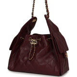 Chanel Small 25 Hobo Bag Dark Burgundy Shiny Caviar Gold Hardware - Thumbnail View 5
