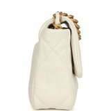 Pre-owned Chanel Medium 19 Flap Bag White Lambskin Mixed Metal Hardware - Thumbnail View 3