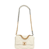 Pre-owned Chanel Medium 19 Flap Bag White Lambskin Mixed Metal Hardware - Thumbnail View 7