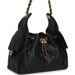Chanel Small 25 Hobo Bag Black Caviar Gold Hardware