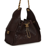 Chanel Small 25 Hobo Bag Dark Brown Perforated Calfskin Antique Gold Hardware - Thumbnail View 2