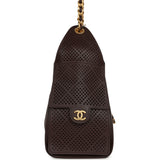 Chanel Small 25 Hobo Bag Dark Brown Perforated Calfskin Antique Gold Hardware - Thumbnail View 3