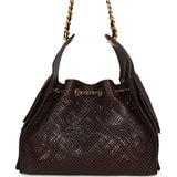 Chanel Small 25 Hobo Bag Dark Brown Perforated Calfskin Antique Gold Hardware - Thumbnail View 4