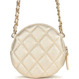 Chanel Mini CC Camellia Round Clutch With Chain Metallic Gold Lambskin Light Gold Hardware - Thumbnail View 4
