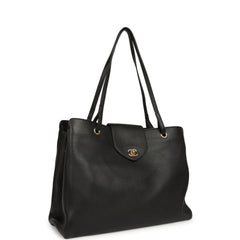 Chanel XXL "It Girl" Shopping Tote Black Grained Calfskin Gold Hardware