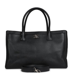Pre-owned Chanel Large Executive Cerf Tote Bag Black Grained Calfskin Silver Hardware
