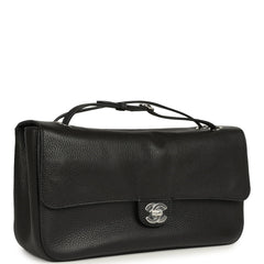 Chanel Maxi "Souplissimo" Small Flap Bag Black Grained Calfskin Silver Hardware