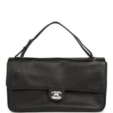 Chanel Maxi "Souplissimo" Small Flap Bag Black Grained Calfskin Silver Hardware - Thumbnail View 1